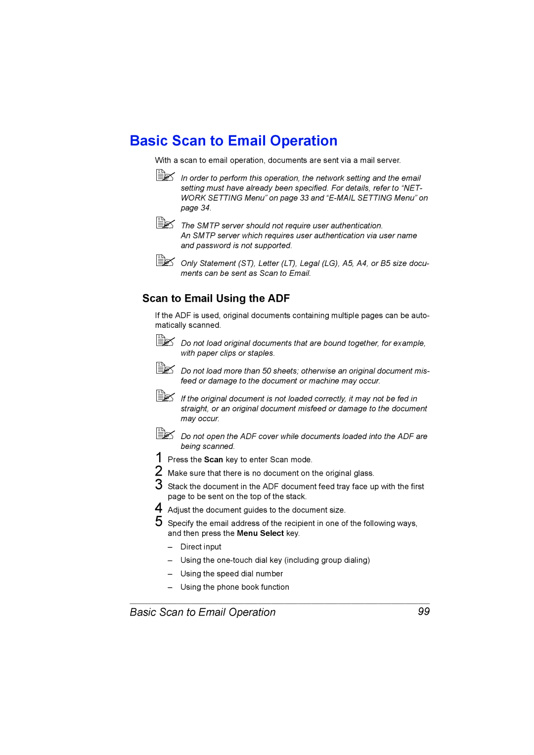 Konica Minolta 2490MF manual Basic Scan to Email Operation, Scan to Email Using the ADF 