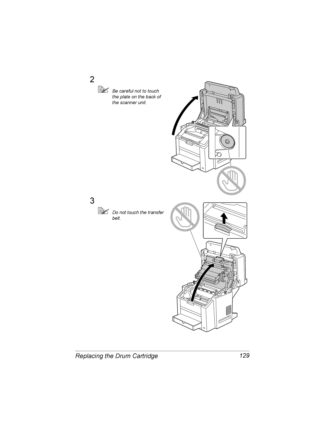 Konica Minolta 2490MF manual Replacing the Drum Cartridge 129 