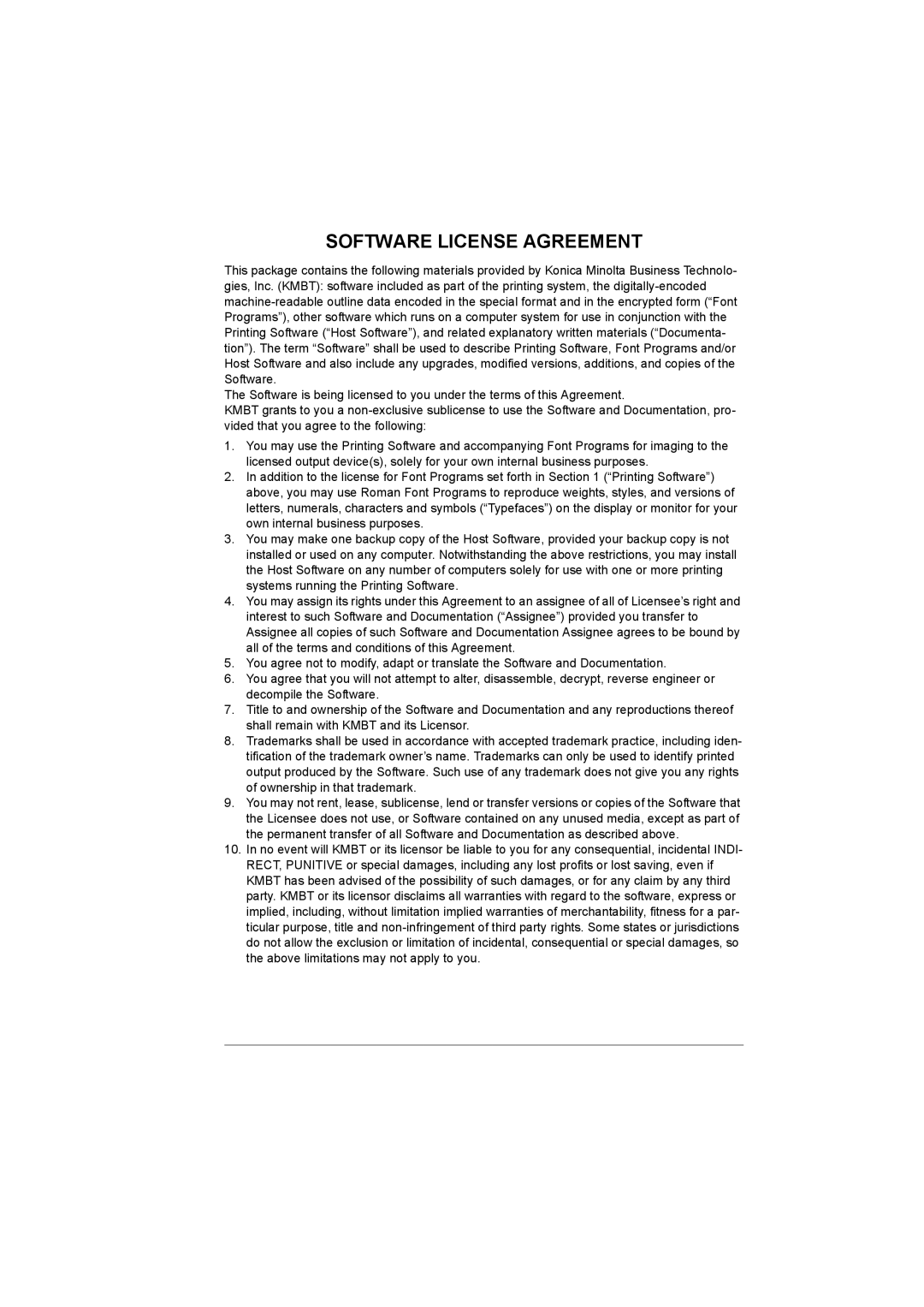 Konica Minolta 2490MF manual Software License Agreement 