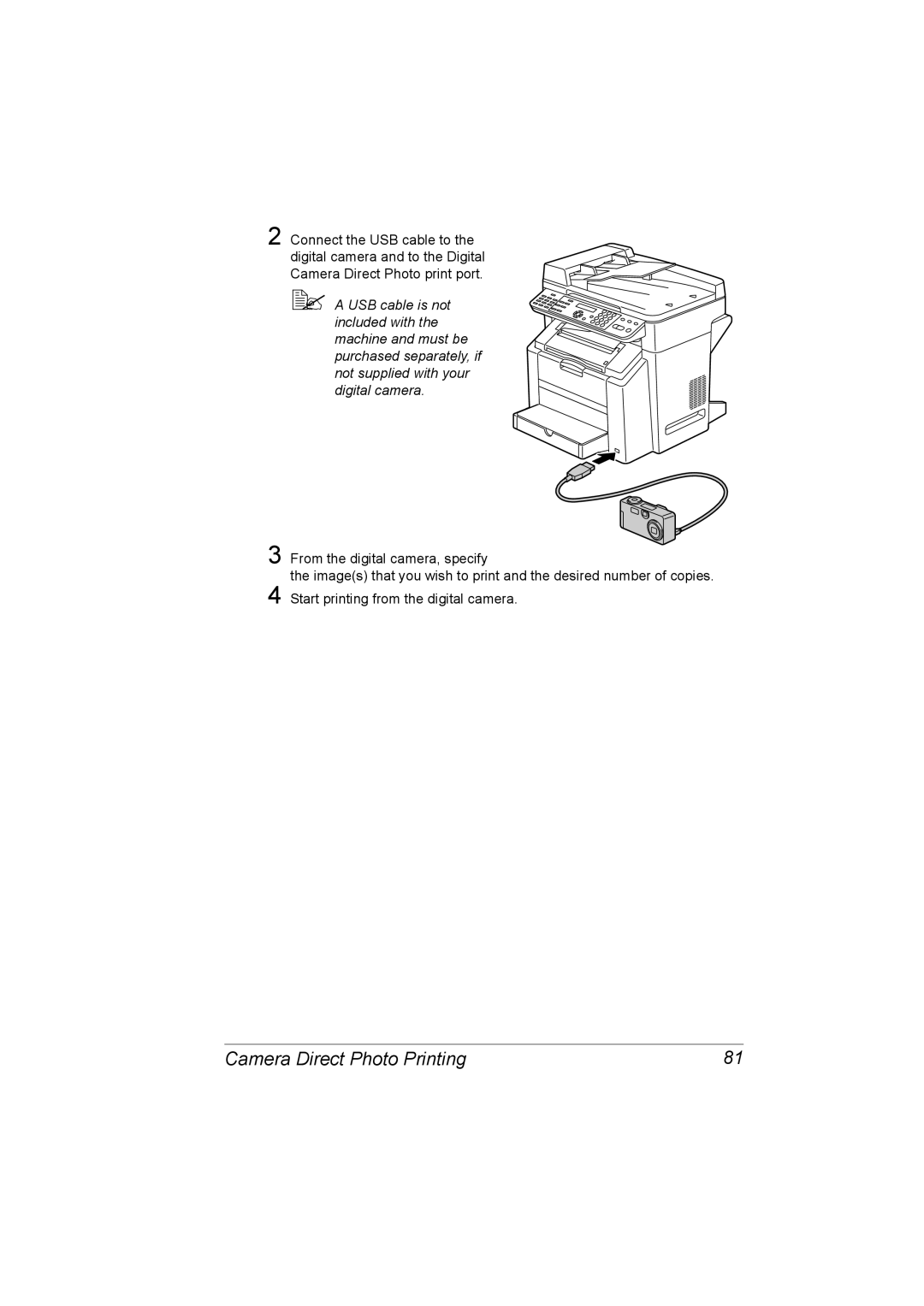 Konica Minolta 2490MF manual Camera Direct Photo Printing 