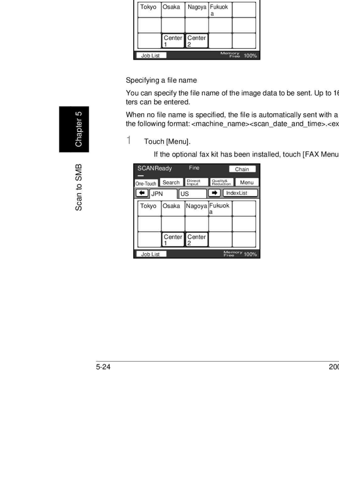 Konica Minolta BP-200, 250, 350 manual Specifying a file name 