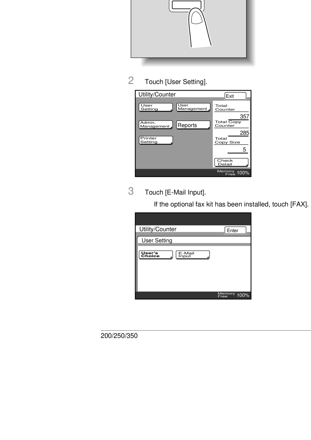 Konica Minolta 350, 250, BP-200 manual Utility Counter 