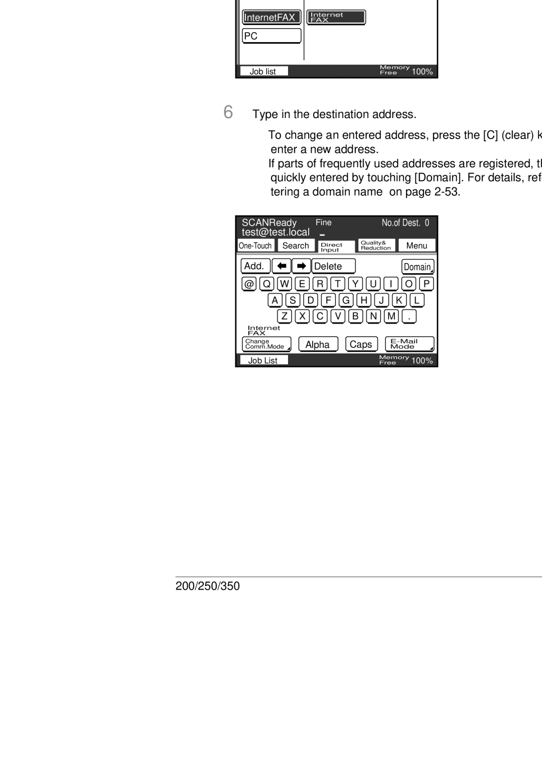 Konica Minolta 250, 350, BP-200 manual Internet faxing Touch InternetFAX, Internet FAX, then Enter 