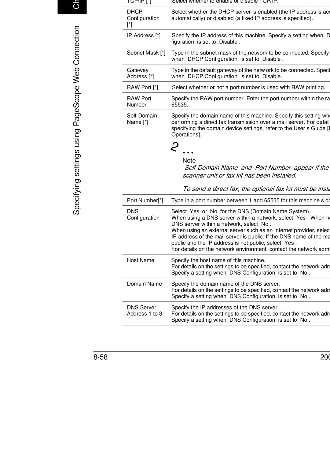 Konica Minolta 350, 250, BP-200 manual 14 TCP/IP Administrator mode, Dns 