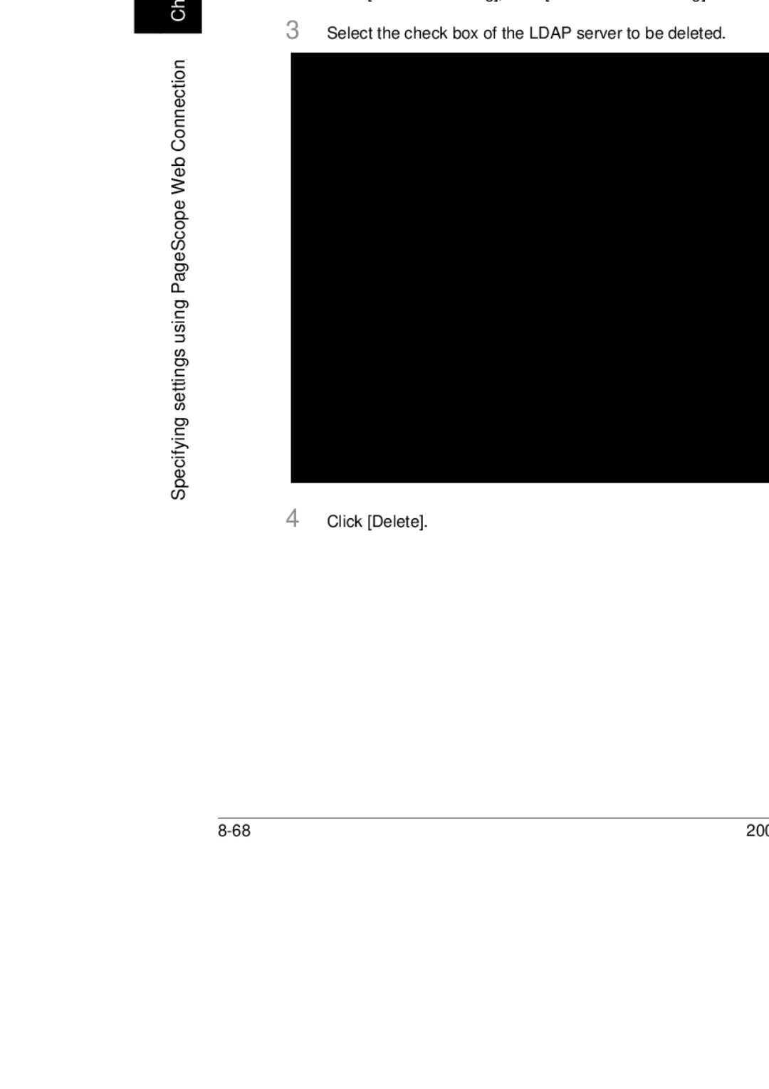 Konica Minolta BP-200, 250, 350 manual Deleting an Ldap server 