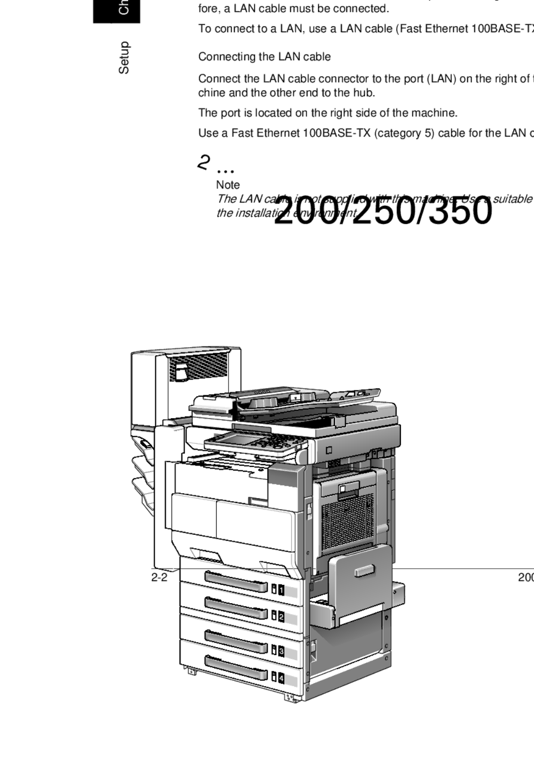 Konica Minolta BP-200, 250, 350 manual Connecting to a LAN, Setup 