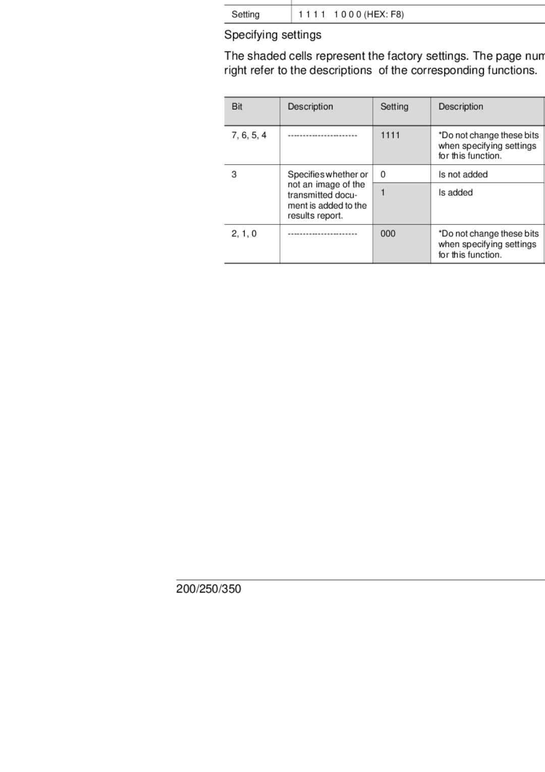 Konica Minolta BP-200, 250, 350 manual Specifying settings for the image in the results report Mode 