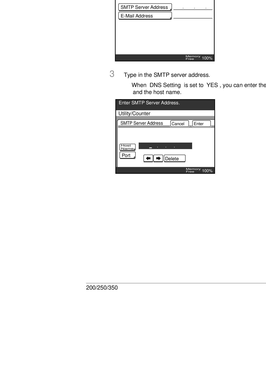 Konica Minolta 250, 350, BP-200 manual Smtp Server Address 