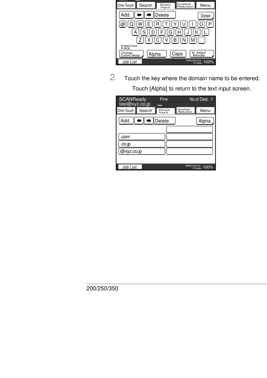 Konica Minolta 350, 250, BP-200 manual Using a registered domain name, Test 