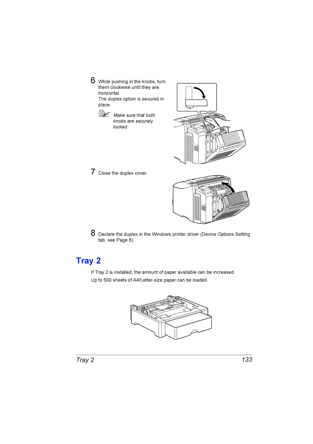 Konica Minolta 2530 DL manual Tray 133 