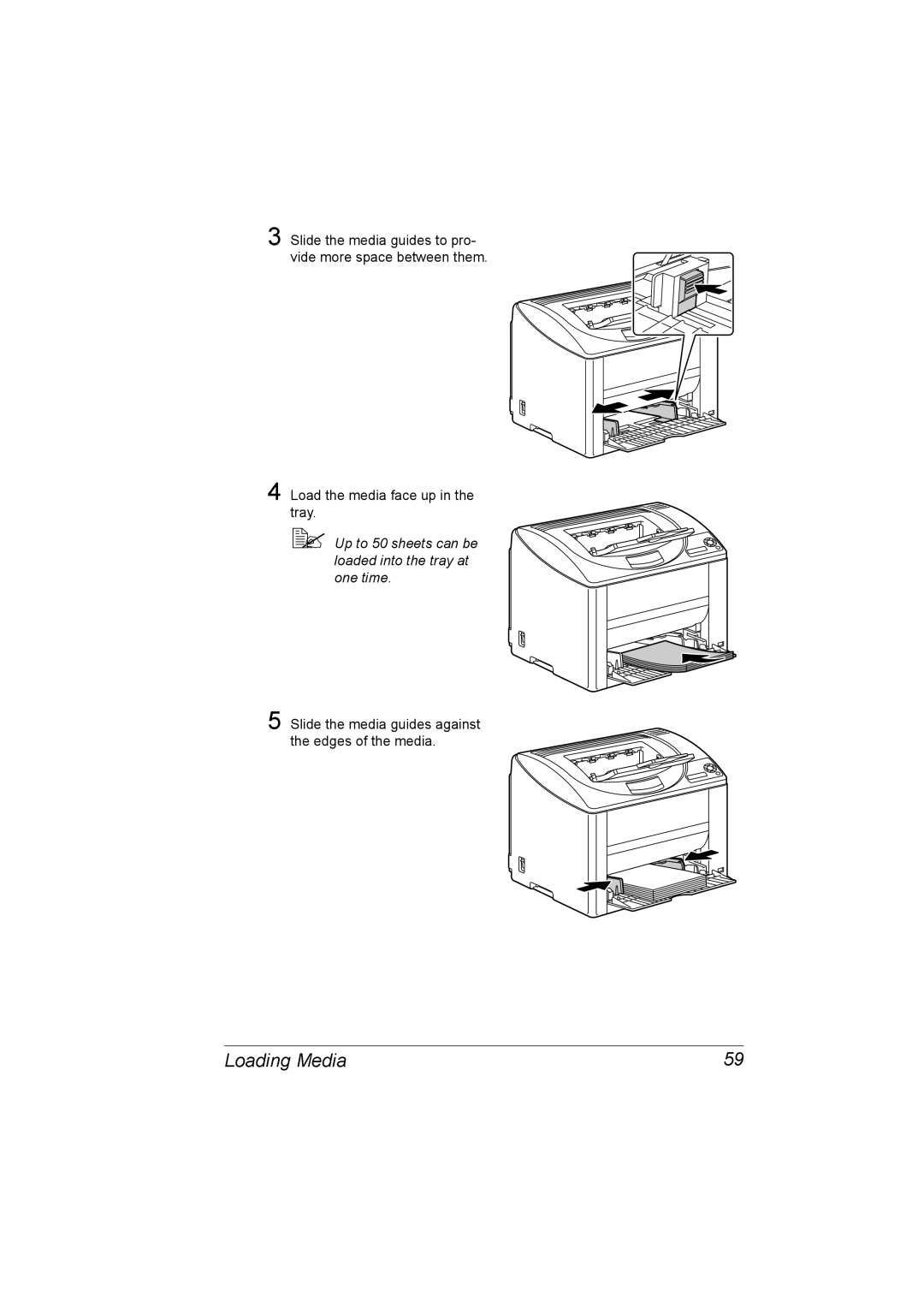 Konica Minolta 2530 DL manual Up to 50 sheets can be loaded into the tray at one time 