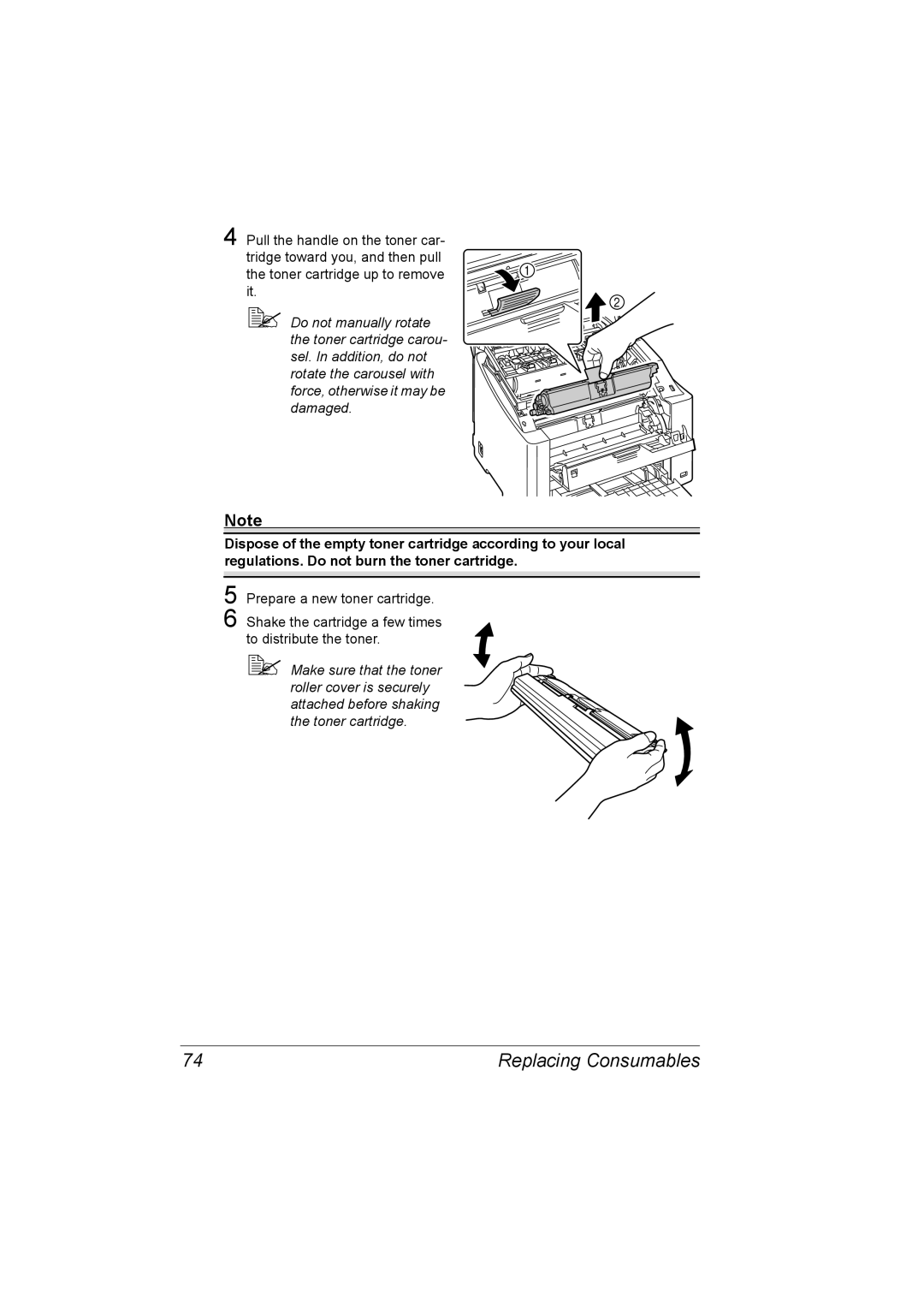 Konica Minolta 2530 DL manual Replacing Consumables 