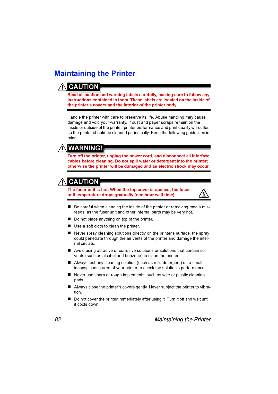 Konica Minolta 2530 DL manual Maintaining the Printer 