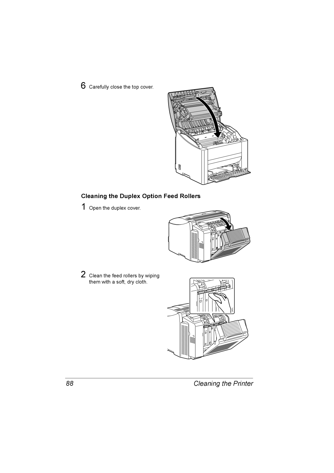 Konica Minolta 2530 DL manual Cleaning the Duplex Option Feed Rollers 