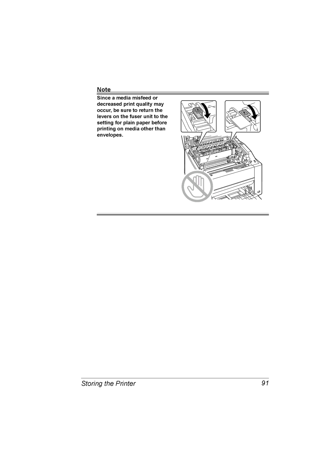 Konica Minolta 2530 DL manual Storing the Printer 