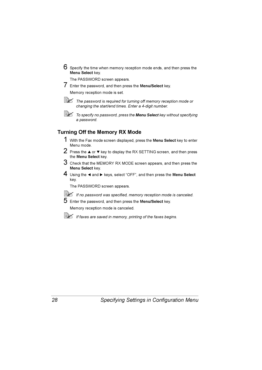 Konica Minolta 2590 MF manual Turning Off the Memory RX Mode 