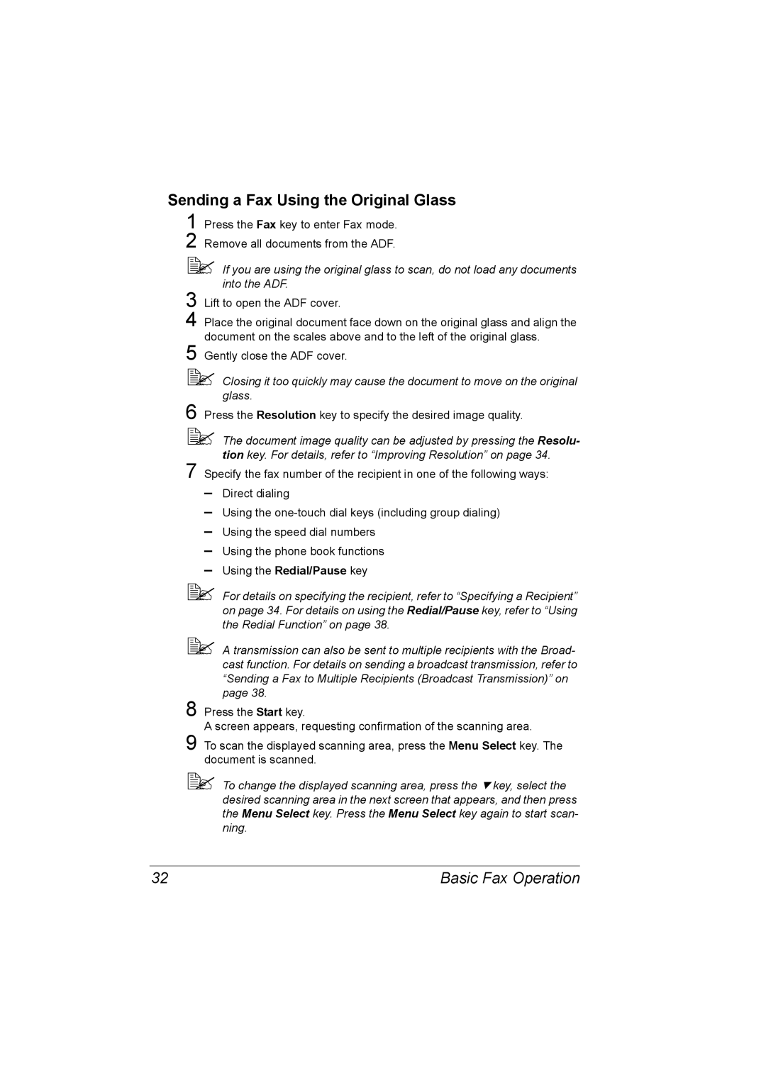 Konica Minolta 2590 MF manual Sending a Fax Using the Original Glass 