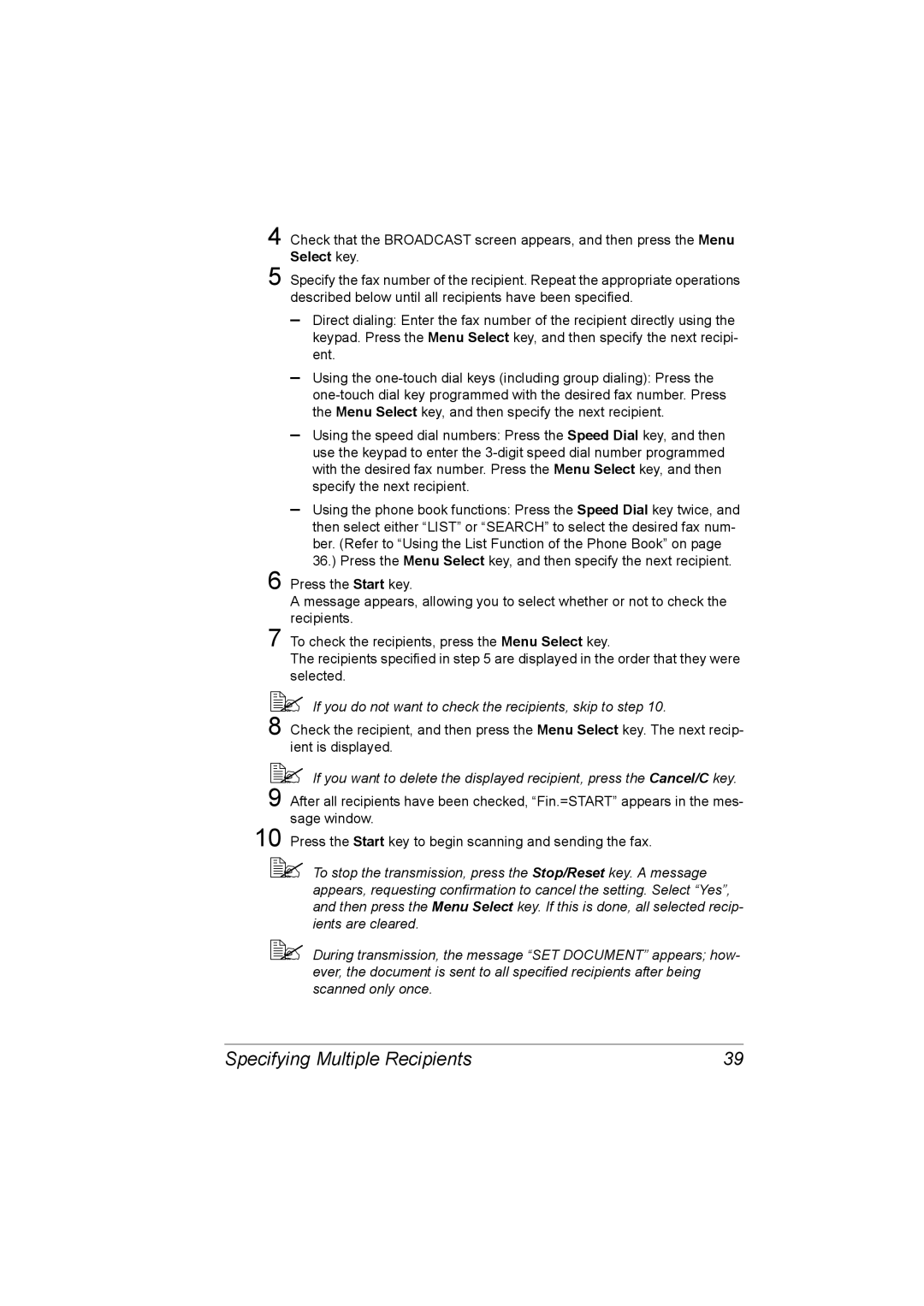 Konica Minolta 2590 MF manual Specifying Multiple Recipients,  If you do not want to check the recipients, skip to step 