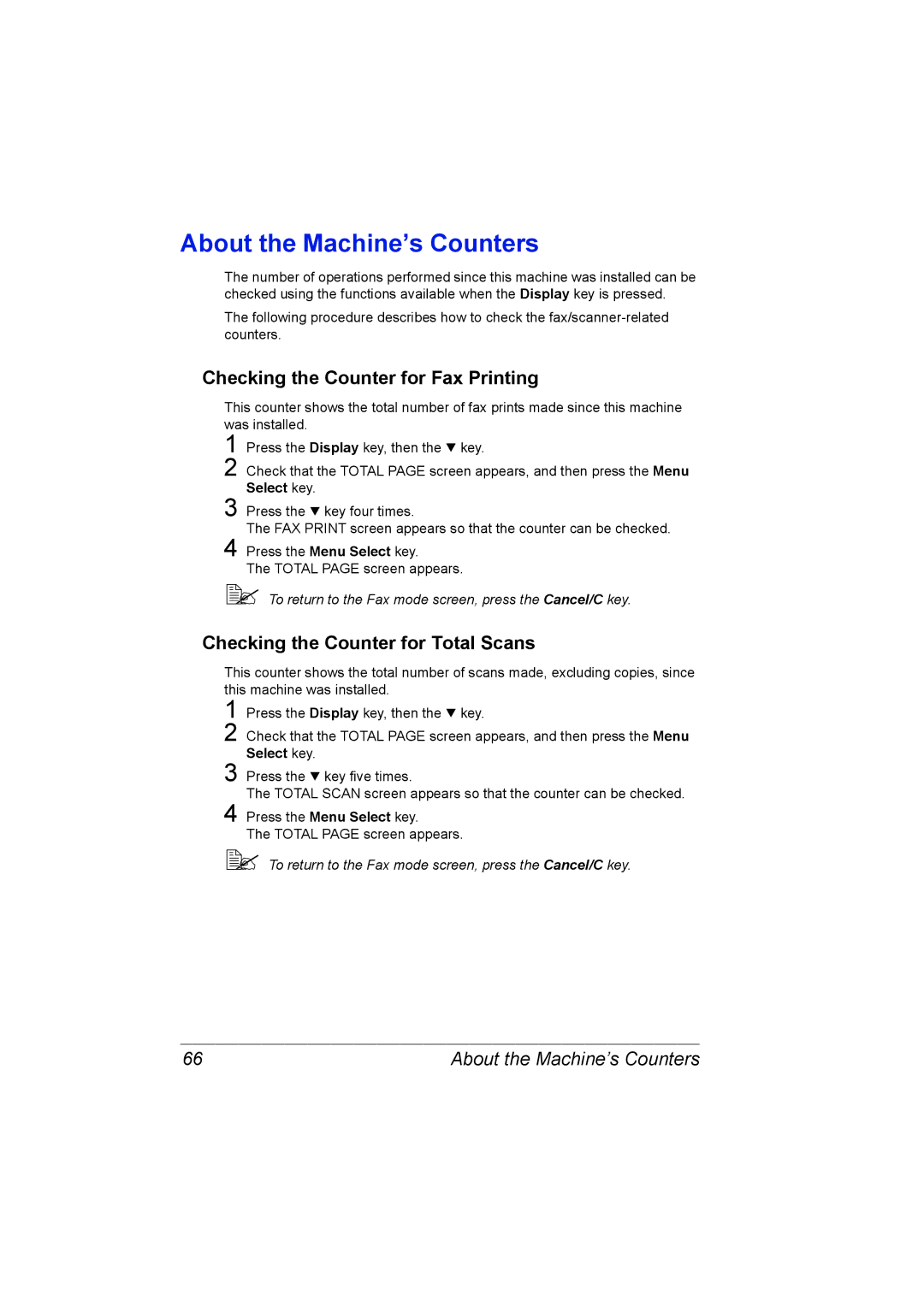 Konica Minolta 2590 MF manual About the Machine’s Counters, Checking the Counter for Fax Printing 