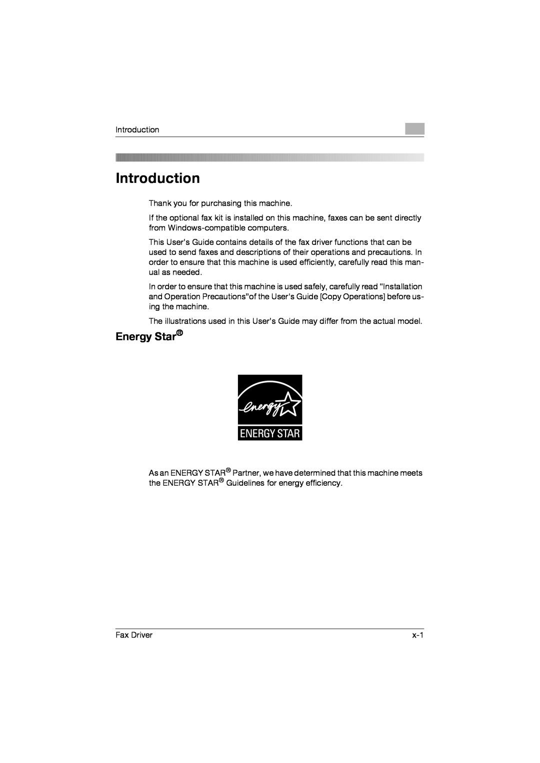 Konica Minolta 362, 282, 222 manual Introduction, Energy Star 
