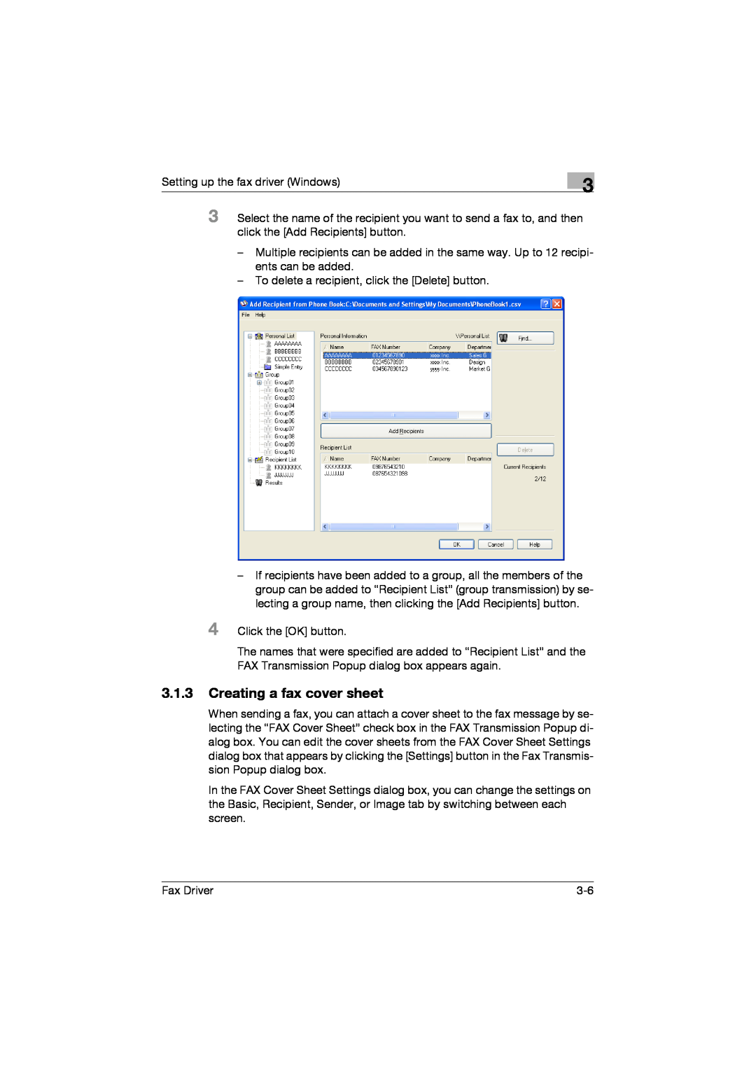 Konica Minolta 362, 282, 222 manual 3.1.3Creating a fax cover sheet 