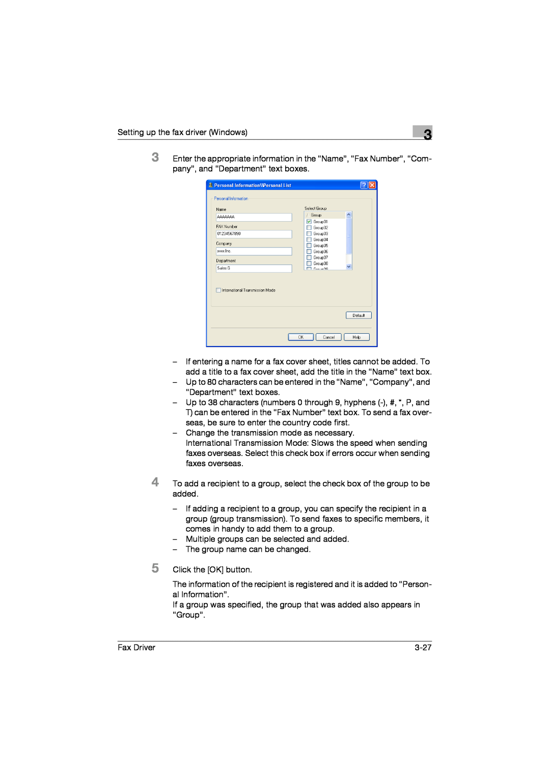 Konica Minolta 362, 282, 222 manual Setting up the fax driver Windows 