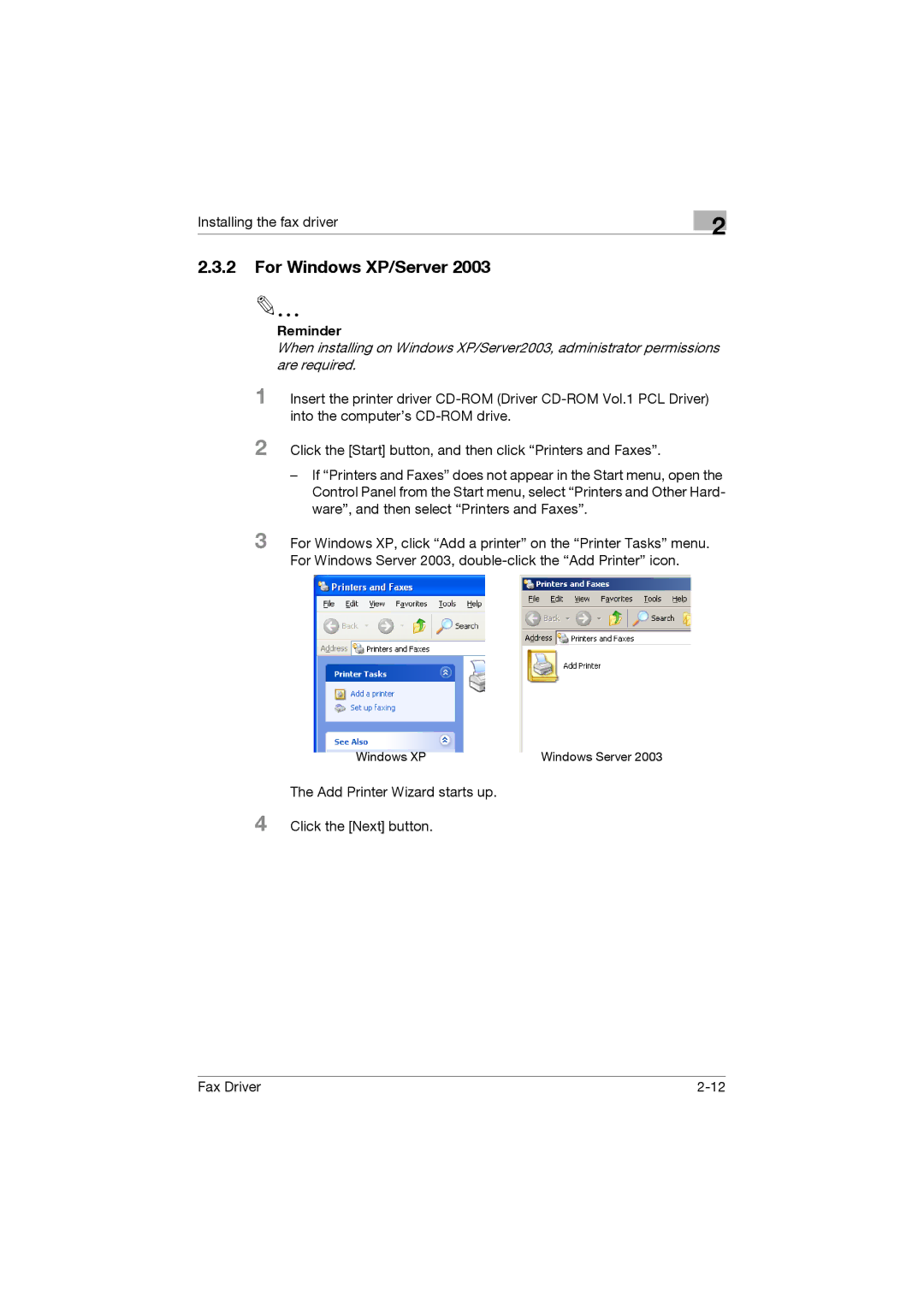 Konica Minolta 362, 282, 222 manual For Windows XP/Server, Reminder 