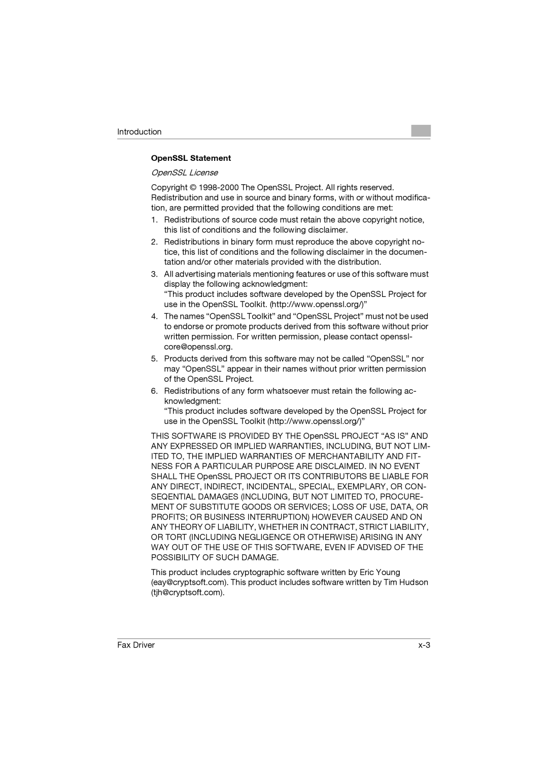 Konica Minolta 222, 282, 362 manual OpenSSL Statement, OpenSSL License 