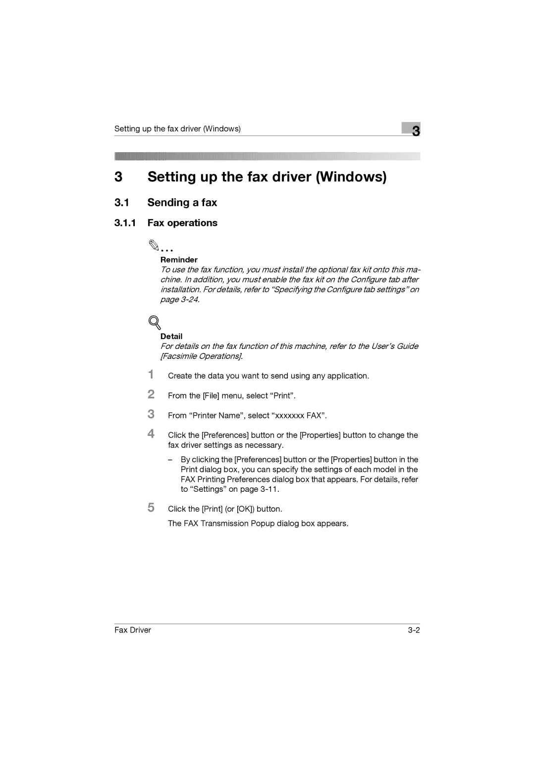 Konica Minolta 222, 282, 362 manual Sending a fax, Fax operations 