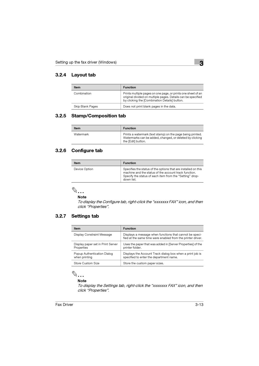 Konica Minolta 282, 222, 362 manual Layout tab, Stamp/Composition tab, Configure tab, Settings tab 