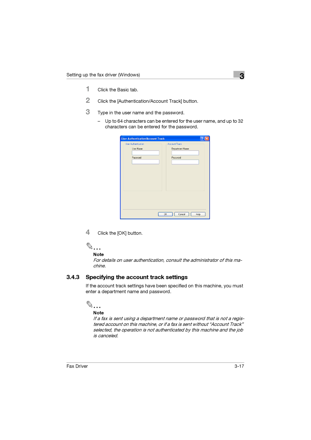 Konica Minolta 222, 282, 362 manual Specifying the account track settings 