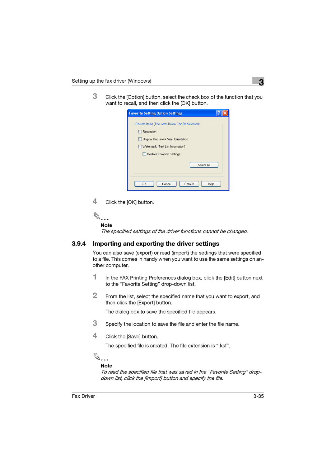 Konica Minolta 222, 282, 362 manual Importing and exporting the driver settings 