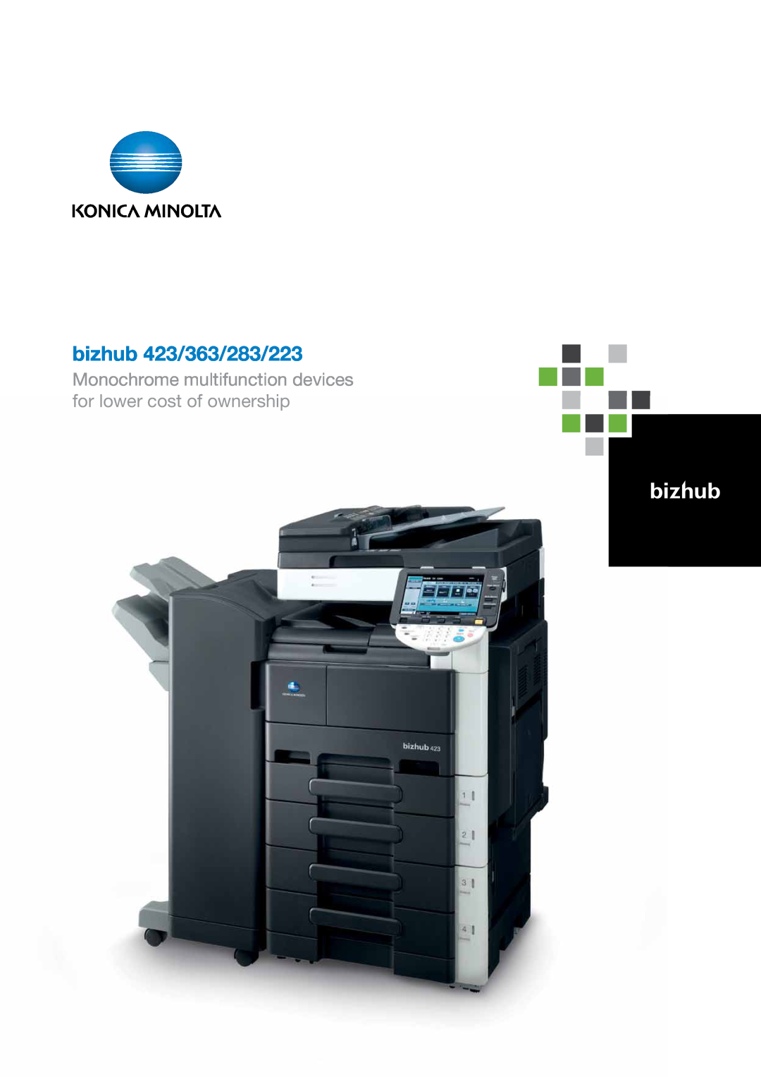 Konica Minolta manual bizhub 423/363/283/223, Monochrome multifunction devices for lower cost of ownership 