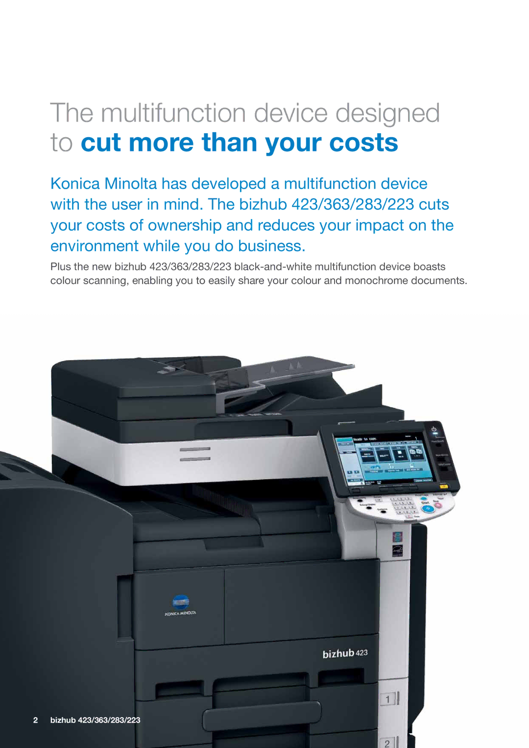 Konica Minolta 363, 283, 223, 423 manual Multifunction device designed, To cut more than your costs 