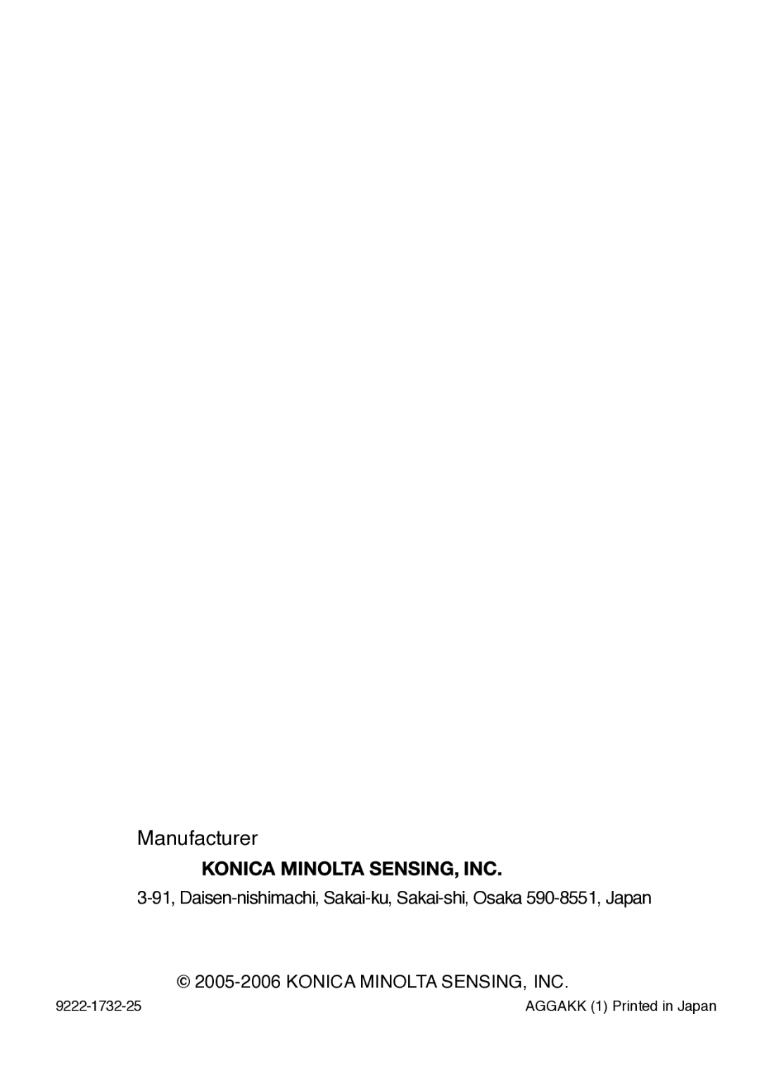 Konica Minolta 300 instruction manual Manufacturer 