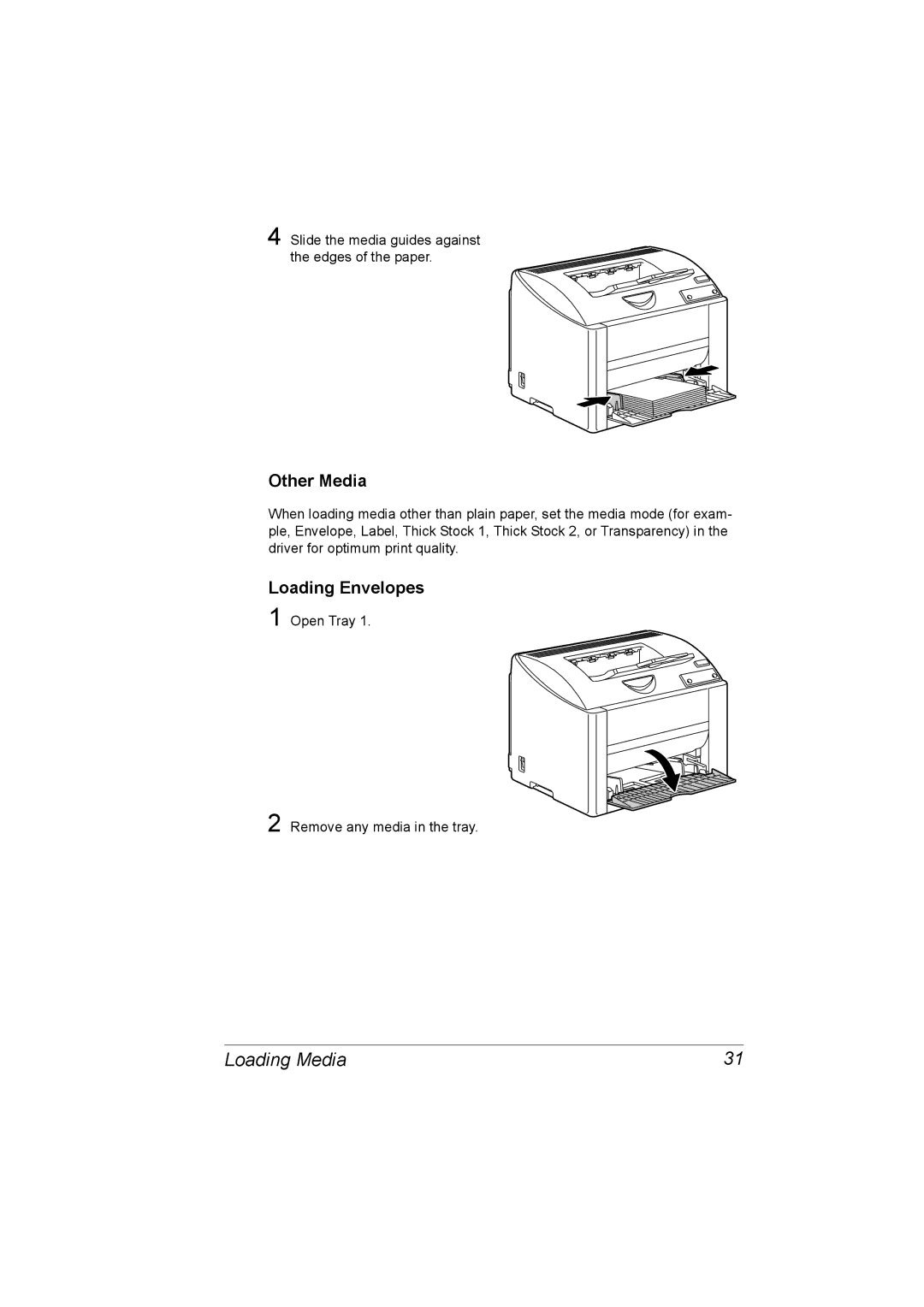 Konica Minolta 1800767-001A, 4139-7733-01A manual Other Media, Loading Envelopes 