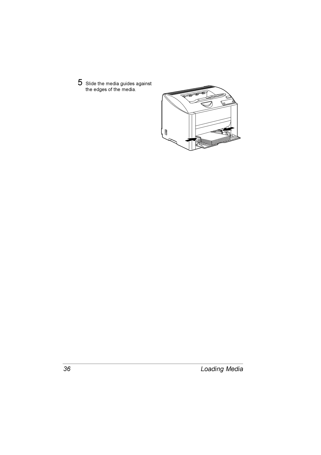 Konica Minolta 4139-7733-01A, 1800767-001A manual Slide the media guides against the edges of the media 