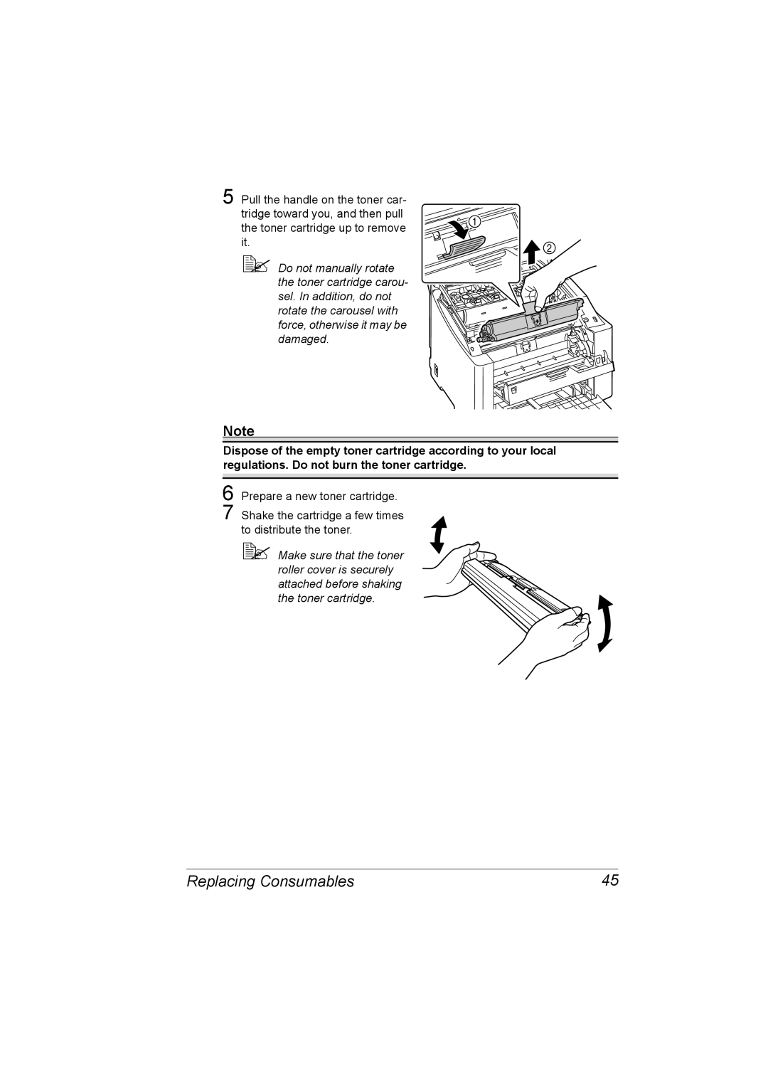 Konica Minolta 1800767-001A, 4139-7733-01A manual Replacing Consumables 