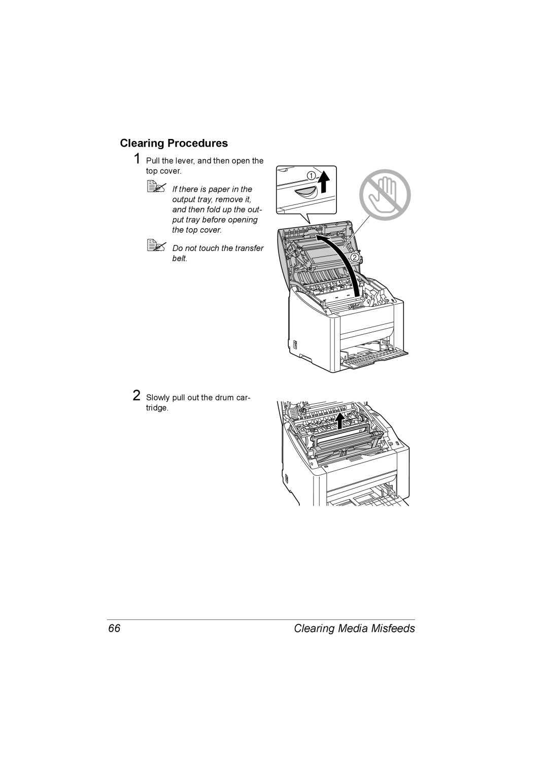 Konica Minolta 4139-7733-01A, 1800767-001A manual Clearing Procedures, Clearing Media Misfeeds 