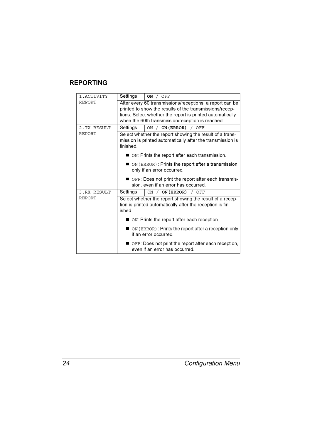 Konica Minolta 4556-9598-01A manual Reporting 