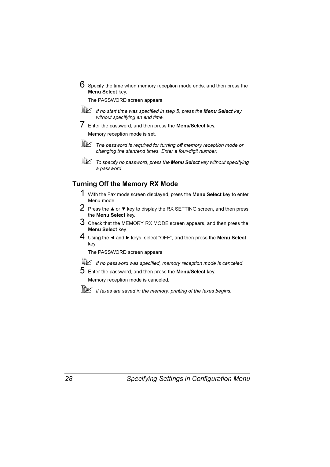 Konica Minolta 4556-9598-01A manual Turning Off the Memory RX Mode 