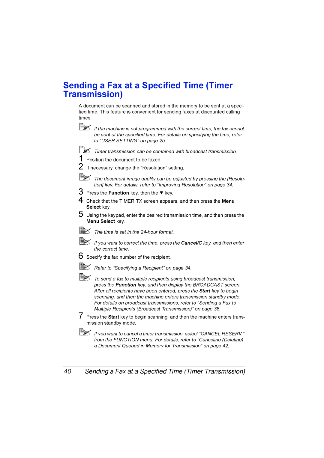 Konica Minolta 4556-9598-01A manual Sending a Fax at a Specified Time Timer Transmission 