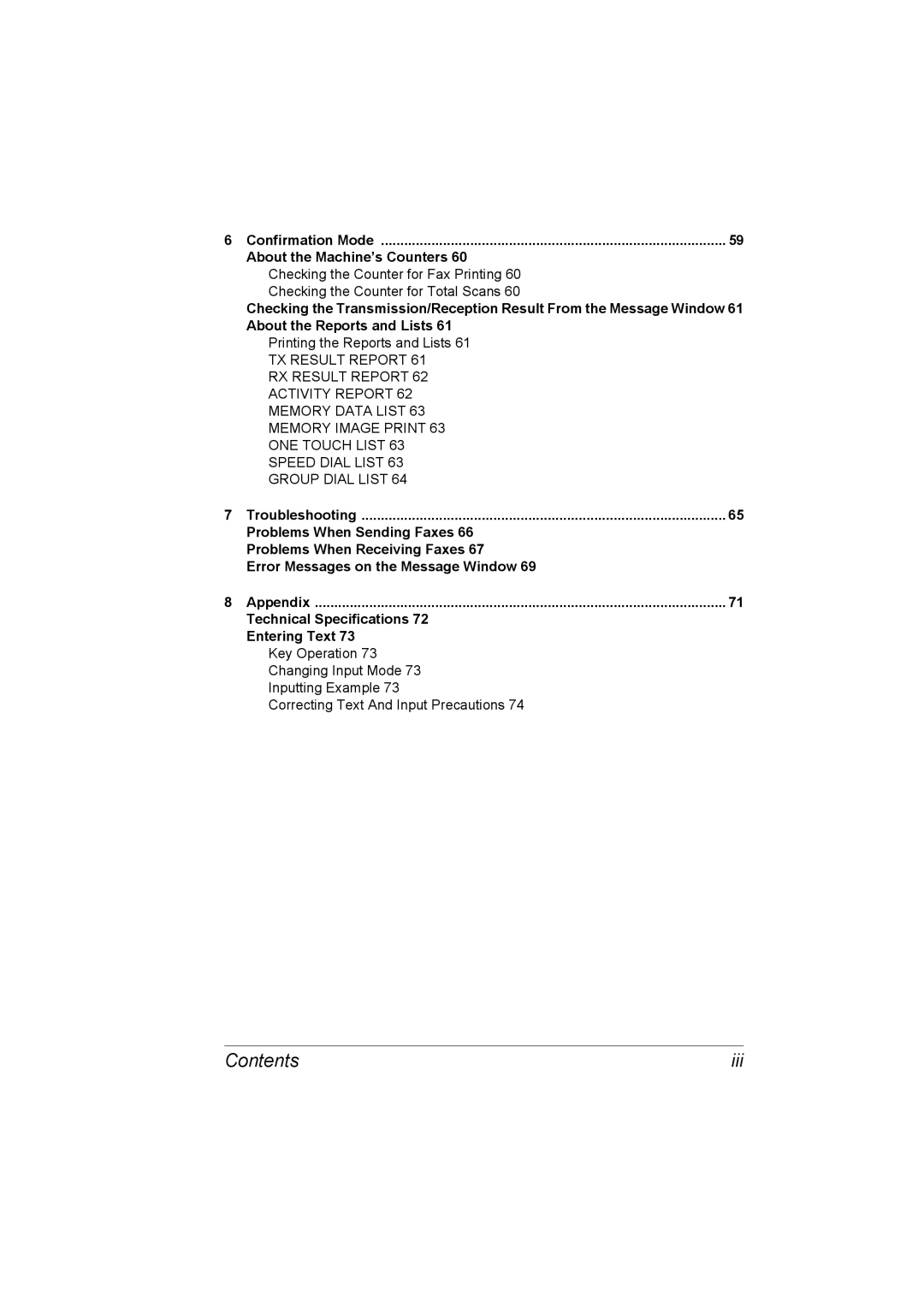 Konica Minolta 4556-9598-01A manual Iii, Confirmation Mode About the Machine’s Counters, About the Reports and Lists 