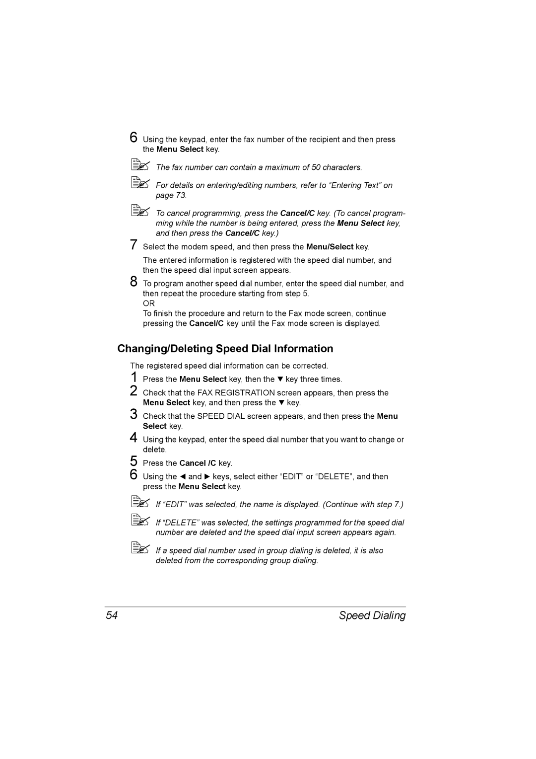 Konica Minolta 4556-9598-01A manual Changing/Deleting Speed Dial Information, Speed Dialing 