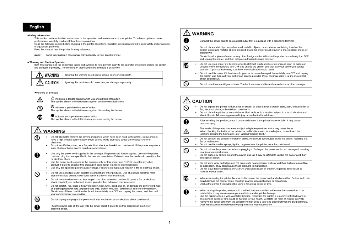 Konica Minolta 4695MF manual English, Safety Information 