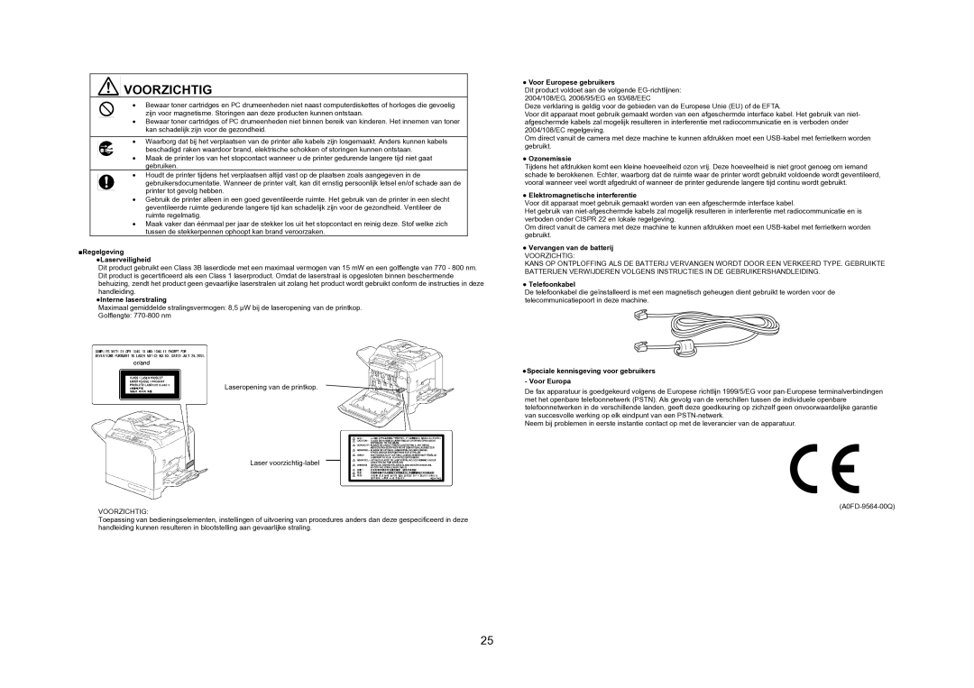 Konica Minolta 4695MF manual Regelgeving Laserveiligheid, Interne laserstraling, Voor Europese gebruikers, Ozonemissie 