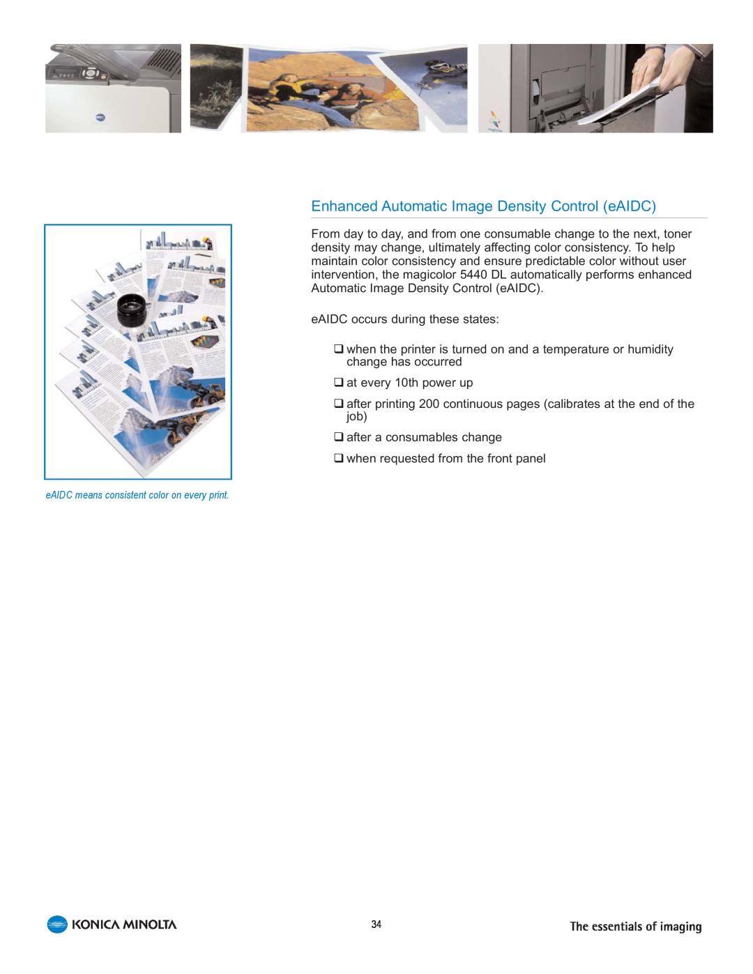 Konica Minolta 5440 DL manual Enhanced Automatic Image Density Control eAIDC 