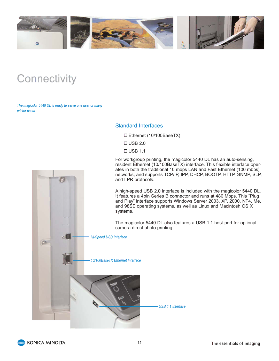 Konica Minolta 5440 DL manual Connectivity, Standard Interfaces 