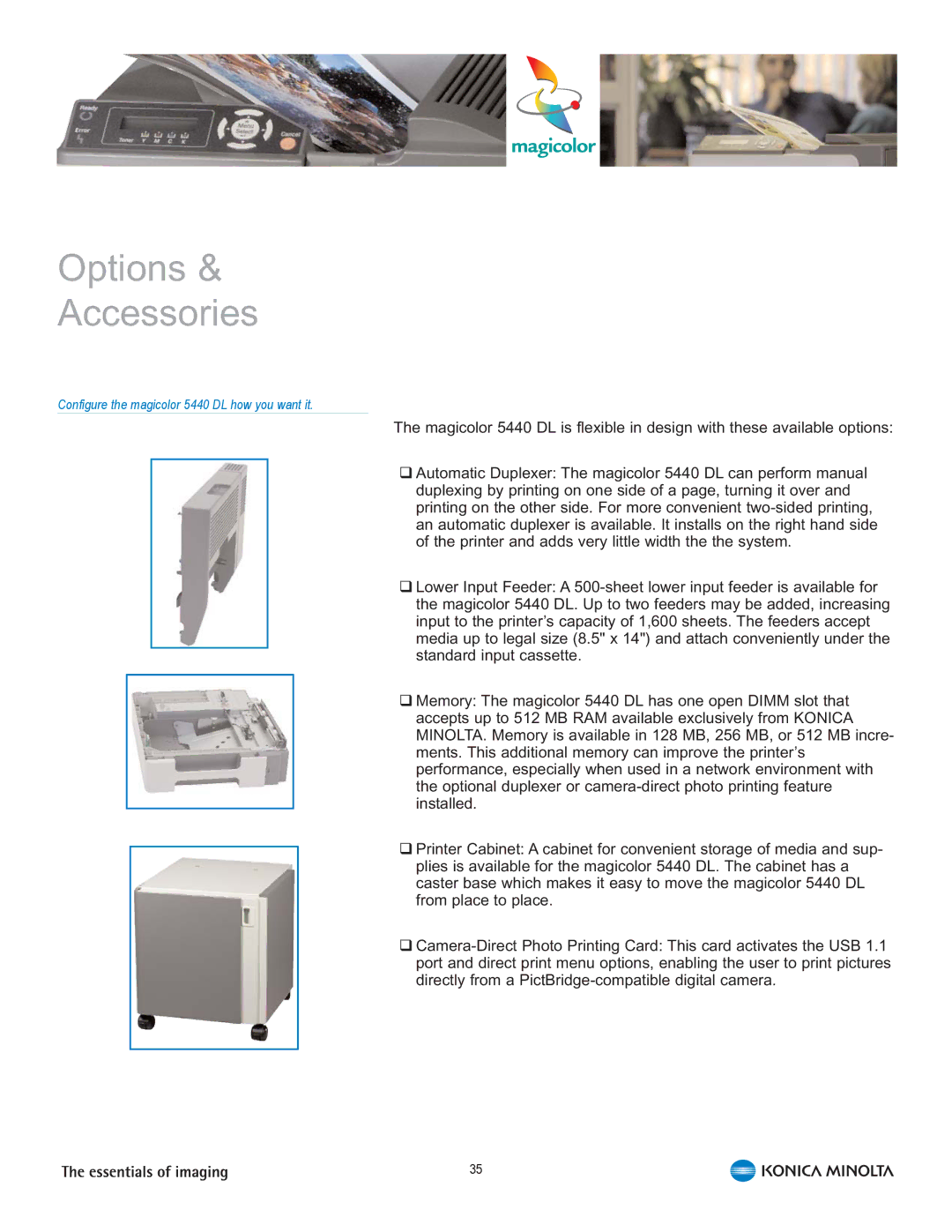 Konica Minolta 5440 DL manual Options Accessories 