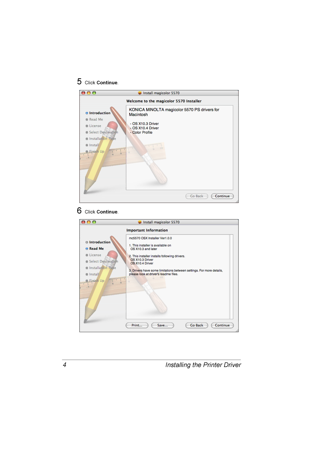 Konica Minolta 5550/5570 manual Installing the Printer Driver 